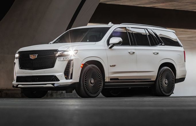 Cadillac Escalade-V, 2023 business suv 5 dr. for rent in Dubai by AVA car rental, white color | AUTO.AE
