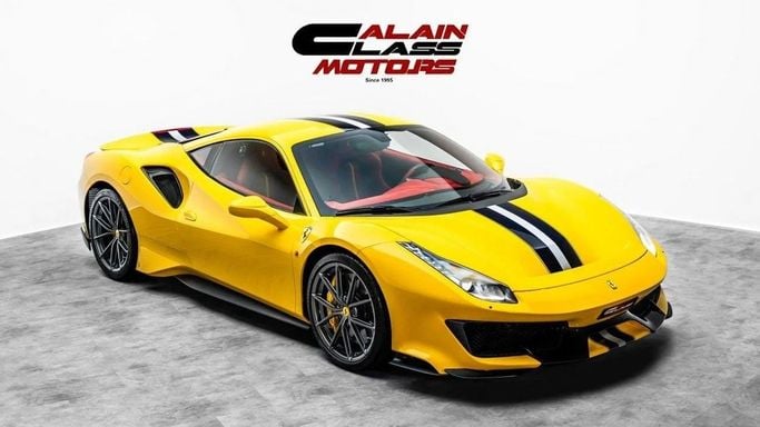 Подержанный Ferrari 488 Pista, 3.9 л, 2019 в Дубае от Al Ain Class Motors Желтый цвет. GCC | AUTO.AE