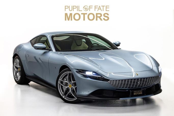 Used Ferrari Roma, 3.9 l, 2021 in Dubai by PUPIL OF FATE MOTORS, Light Blue color. European Specs | AUTO.AE