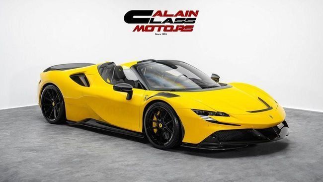 Used Ferrari SF90 Stradale Spider I, 4.0 l, 2022 in Dubai by Al Ain Class Motors, Yellow color. European Specs | AUTO.AE