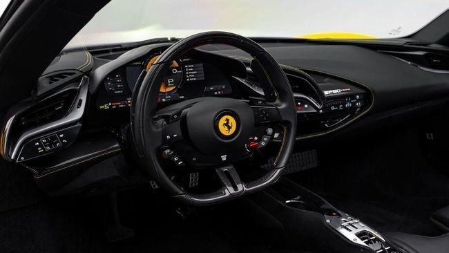 Used Ferrari SF90 Stradale Spider I, 4.0 l, 2022 in Dubai by Al Ain Class Motors, Yellow color. European Specs | AUTO.AE