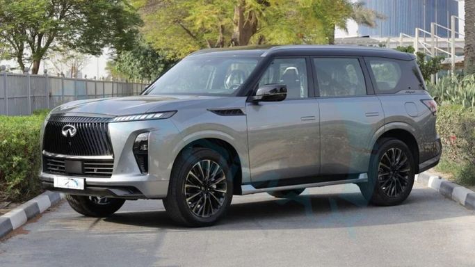 New Infiniti QX80 II, 3.5 l, 2025 in Dubai by Auto Max Group, Silver color. GCC Specs | AUTO.AE