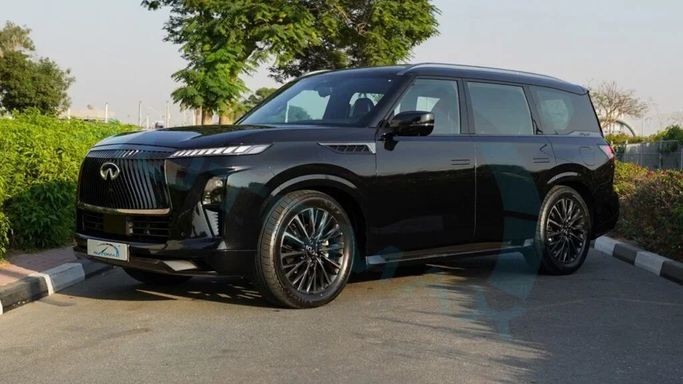 New Infiniti QX80 II, 3.5 l, 2025 in Dubai by Auto Max Group, Black color. GCC Specs | AUTO.AE