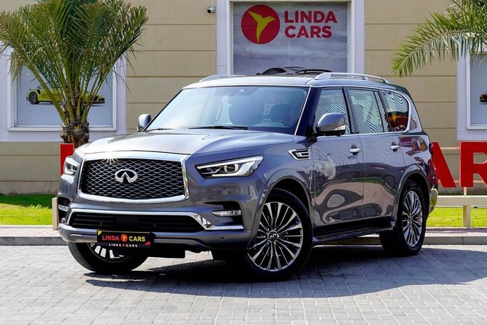 Used Infiniti QX80 I Facelift 3, 5.6 l, 2020 in Dubai by Linda Cars, Grey color. GCC Specs | AUTO.AE
