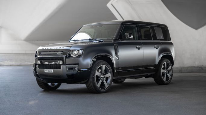 Land Rover Defender II, 2024 standard suv 5 dr. 110 for rent in Dubai by AVA car rental, black color | AUTO.AE