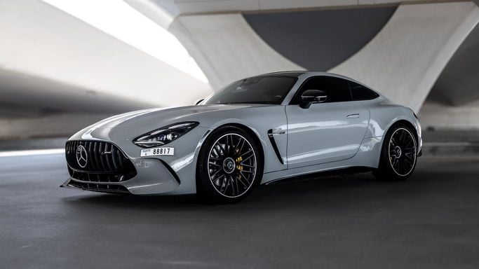 Mercedes-Benz AMG GT R I Facelift, 2024 sport coupe for rent in Dubai by AVA car rental, grey color | AUTO.AE