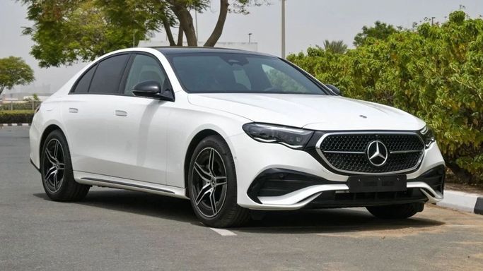 New Mercedes-Benz E-Class 200 VI (W214, S214), 2.0 l, 2024 in Dubai by Laith Alobaidi Motors, White color. European Specs | AUTO.AE
