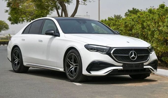 New Mercedes-Benz E-Class 200 VI (W214, S214), 2.0 l, 2024 in Dubai by Laith Alobaidi Motors, White color. European Specs | AUTO.AE