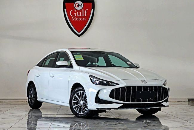 New MG 5 II Facelift, 1.5 l, 2025 in Dubai by Gulf Motors, White color. Chinese Specs | AUTO.AE