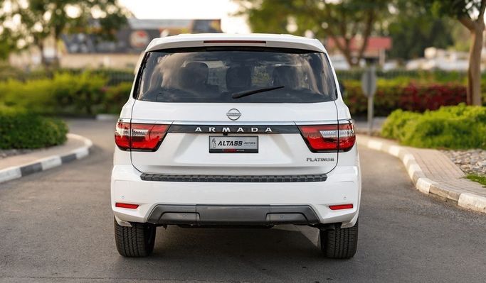 New Nissan Armada II Facelift, 5.6 l, 2024 in Dubai by Altass Motors, White color. GCC Specs | AUTO.AE