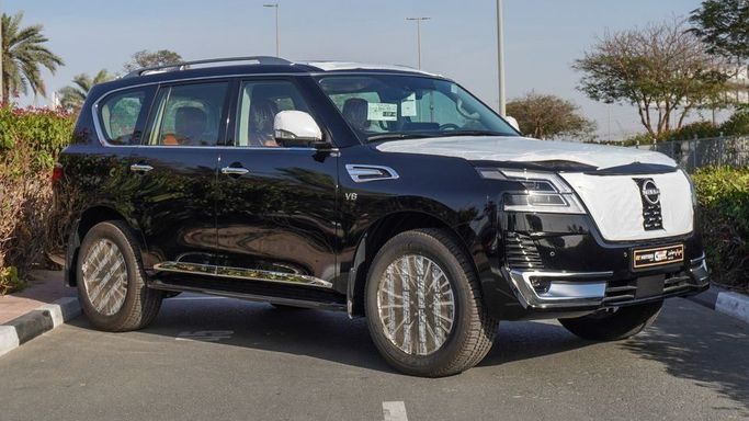 New Nissan Patrol VI (Y62) Facelift 2, 5.6 l, 2024 in Dubai by Najem Motors, Black color. GCC Specs | AUTO.AE