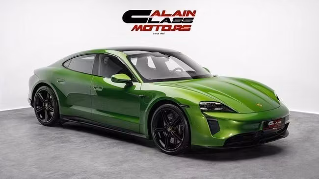 Used Porsche Taycan 4S I, 2021 in Dubai by Al Ain Class Motors, Green color. European Specs | AUTO.AE