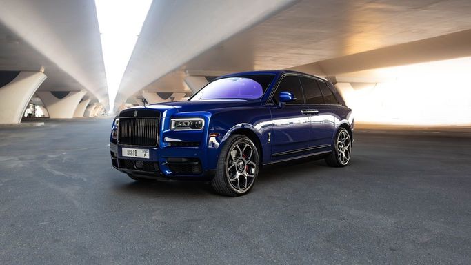 Rolls-Royce Cullinan Black Badge, 2022 business suv 5 dr. for rent in Dubai by AVA car rental, blue color | AUTO.AE