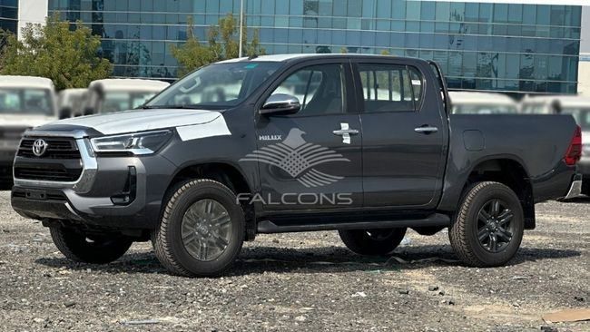 New Toyota Hilux VIII Facelift 2, 2.8 l, 2024 in Dubai by Falcons GT Motors FZCO, Grey color. European Specs | AUTO.AE