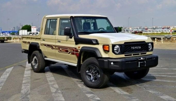 New Toyota Land Cruiser 70 Series Facelift 2, 4.5 l, 2024 in Dubai by Mohamed Hakim Motors, Beige color. GCC Specs | AUTO.AE
