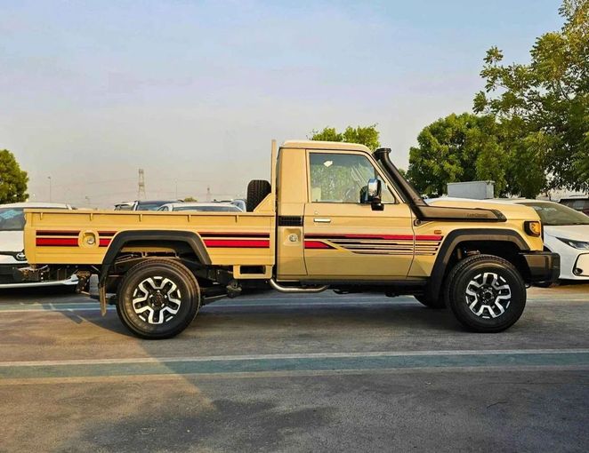 New Toyota Land Cruiser 70 Series Facelift 2, 2.8 l, 2025 in Dubai by SK Motors, Beige color. GCC Specs | AUTO.AE