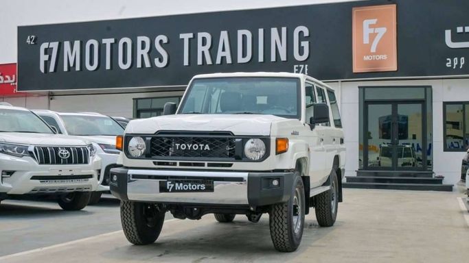 New Toyota Land Cruiser 70 Series Facelift 2, 4.0 l, 2024 in Dubai by F7 Motors, White color. GCC Specs | AUTO.AE
