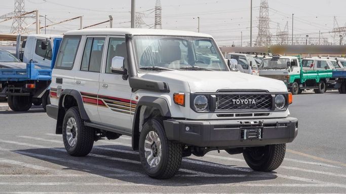 New Toyota Land Cruiser 70 Series Facelift 2, 4.0 l, 2025 in Dubai by Najem Motors, White color. GCC Specs | AUTO.AE