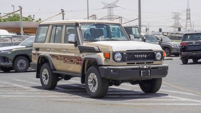 New Toyota Land Cruiser 70 Series Facelift 2, 4.0 l, 2025 in Dubai by Najem Motors, Beige color. GCC Specs | AUTO.AE