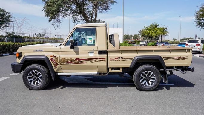 New Toyota Land Cruiser 70 Series Facelift 2, 4.0 l, 2025 in Dubai by Najem Motors, Beige color. GCC Specs | AUTO.AE