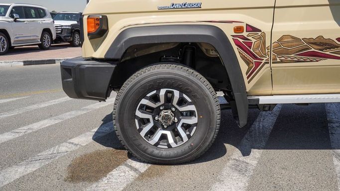 New Toyota Land Cruiser 70 Series Facelift 2, 4.0 l, 2025 in Dubai by Najem Motors, Beige color. GCC Specs | AUTO.AE