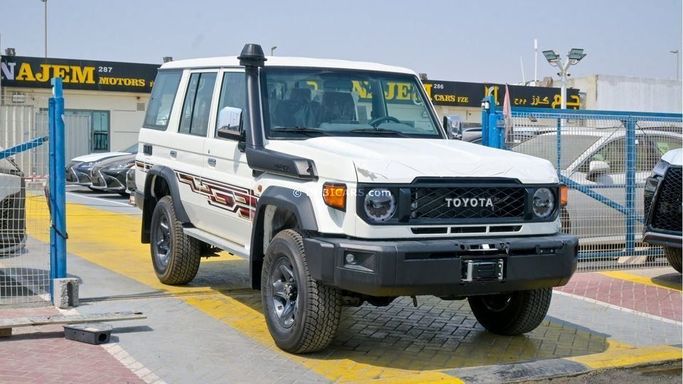 New Toyota Land Cruiser 70 Series Facelift 2, 4.0 l, 2024 in Dubai by Najem Motors, White color. GCC Specs | AUTO.AE