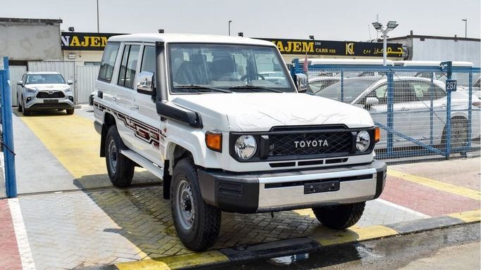 New Toyota Land Cruiser 70 Series Facelift 2, 4.5 l, 2024 in Dubai by Najem Motors, White color. GCC Specs | AUTO.AE