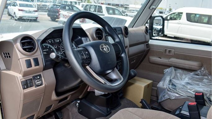 New Toyota Land Cruiser 70 Series Facelift 2, 4.5 l, 2024 in Dubai by Najem Motors, White color. GCC Specs | AUTO.AE