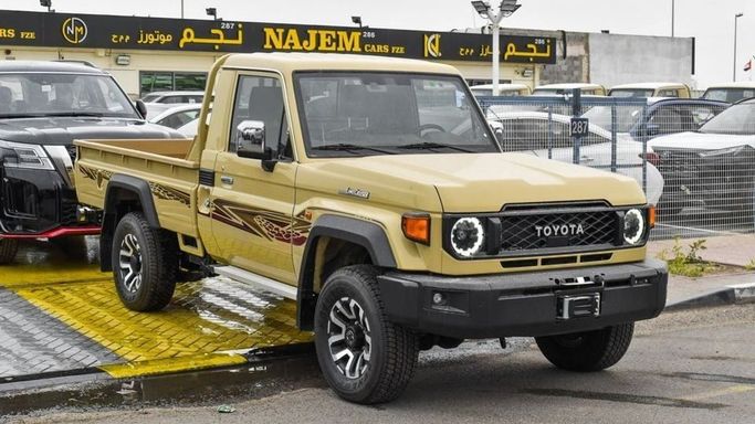New Toyota Land Cruiser 70 Series Facelift 2, 4.0 l, 2024 in Dubai by Najem Motors, Beige color. GCC Specs | AUTO.AE