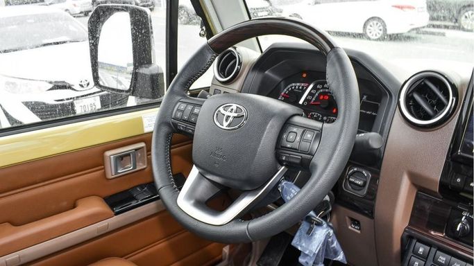 New Toyota Land Cruiser 70 Series Facelift 2, 4.0 l, 2024 in Dubai by Najem Motors, Beige color. GCC Specs | AUTO.AE