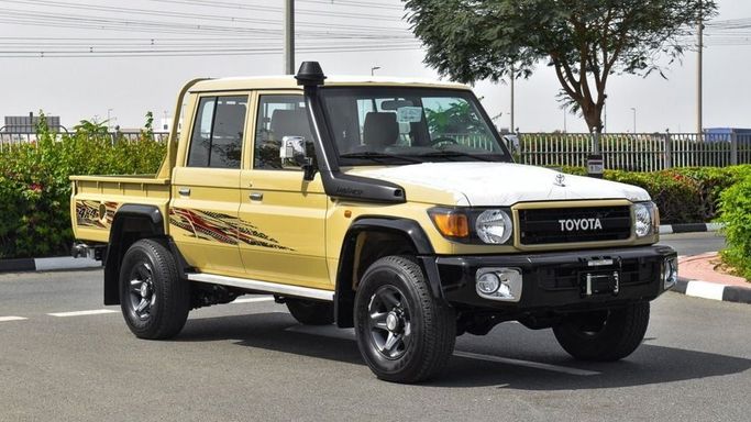 New Toyota Land Cruiser 70 Series Facelift 2, 4.0 l, 2024 in Dubai by Najem Motors, Beige color. GCC Specs | AUTO.AE