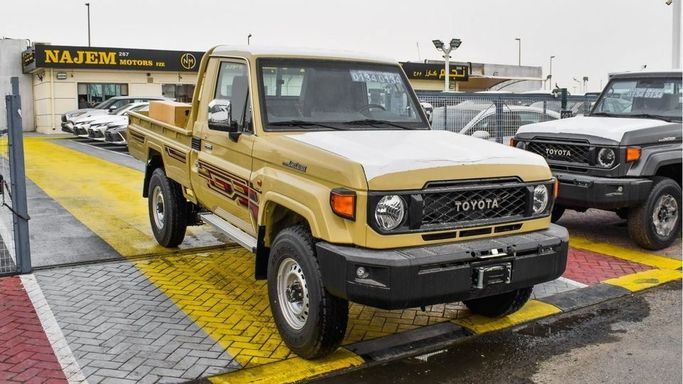 New Toyota Land Cruiser 70 Series Facelift 2, 4.0 l, 2024 in Dubai by Najem Motors, Beige color. GCC Specs | AUTO.AE