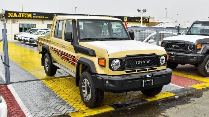 New Toyota Land Cruiser 70 Series Facelift 2, 4.0 l, 2024 in Dubai by Najem Motors, Beige color. GCC Specs | AUTO.AE