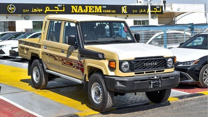 New Toyota Land Cruiser 70 Series Facelift 2, 4.0 l, 2024 in Dubai by Najem Motors, Beige color. GCC Specs | AUTO.AE