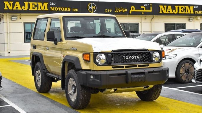 New Toyota Land Cruiser 70 Series Facelift 2, 4.0 l, 2024 in Dubai by Najem Motors, Beige color. GCC Specs | AUTO.AE