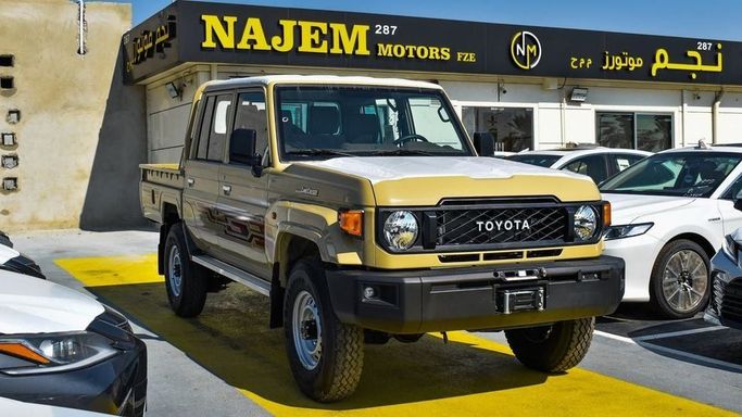 New Toyota Land Cruiser 70 Series Facelift 2, 4.0 l, 2024 in Dubai by Najem Motors, Beige color. GCC Specs | AUTO.AE