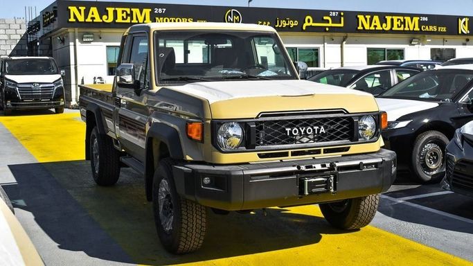 New Toyota Land Cruiser 70 Series Facelift 2, 4.0 l, 2024 in Dubai by Najem Motors, Beige color. GCC Specs | AUTO.AE