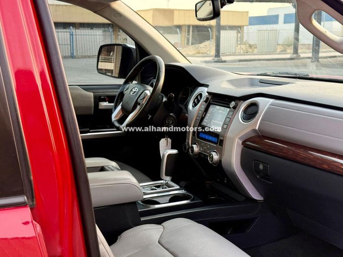 Used Toyota Tundra II Facelift, 5.7 l, 2017 in Dubai by Alhamd Motors, Red color. American Specs | AUTO.AE