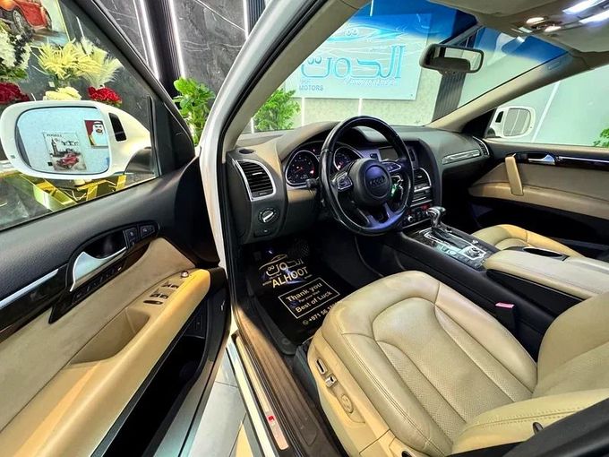Used Audi Q7 I (4L) Facelift, 3.0 l, 2014 in Sharjah by Ayoon Alhoot Motors, White color. GCC Specs | AUTO.AE