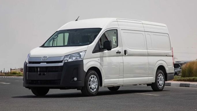 New Toyota HiAce H300, 3.5 l, 2024 in Sharjah by Nour Alnukhba Motors, White color. GCC Specs | AUTO.AE