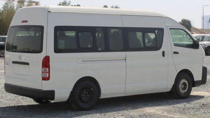 New Toyota HiAce H200 Facelift, 2.5 l, 2023 in Sharjah by Nour Alnukhba Motors, White color. European Specs | AUTO.AE