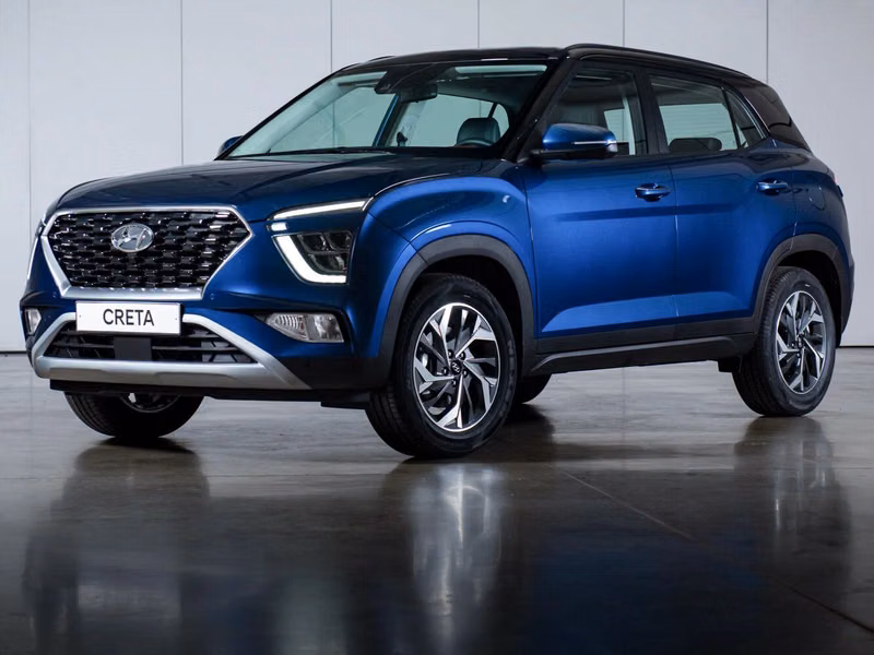 Hyundai Creta ثانياً، دفع رباعي 5 أبواب — منظر أمامي بزاوية ثلاثة أرباع